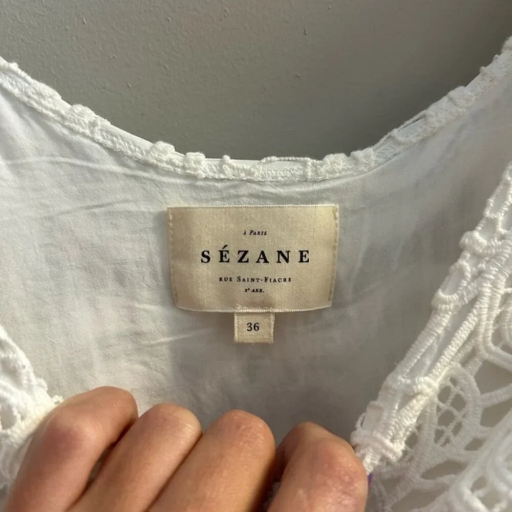 Sezane Ecru Sarah Crochet Lace Mini Dress - Picture 5 of 7